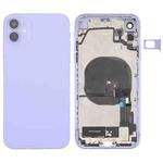 Back Housing Cover with Appearance Imitation of iP12 for iPhone XR (with SIM Card Tray & Side Keys & Power + Volume Flex Cable & Wireless Charging Module & Charging Port Flex Cable & Vibrating Motor & Loudspeaker)(Purple)
