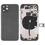 Battery Back Cover (with Side Keys & Card Tray & Power + Volume Flex Cable & Wireless Charging Module) for iPhone 11 Pro(Black)