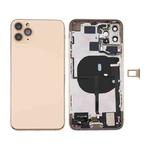 Battery Back Cover Assembly (with Side Keys & Power Button + Volume Button Flex Cable & Wireless Charging Module & Motor & Charging Port & Speaker Ringer Buzzer & Card Tray & Camera Lens Cover) for iPhone 11 Pro(Gold)