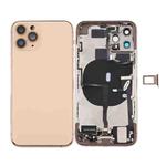 Battery Back Cover Assembly (with Side Keys & Power Button + Volume Button Flex Cable & Wireless Charging Module & Motor & Charging Port & Speaker Ringer Buzzer & Card Tray & Camera Lens Cover) for iPhone 11 Pro Max(Gold)