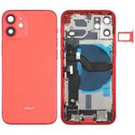 Battery Back Cover Assembly (with Side Keys & Speaker Ringer Buzzer & Motor & Camera Lens & Card Tray & Power Button + Volume Button + Charging Port & Wireless Charging Module) for iPhone 12 Mini(Red)