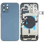 Battery Back Cover Assembly (with Side Keys & Speaker Ringer Buzzer & Motor & Camera Lens & Card Tray & Power Button + Volume Button + Charging Port & Wireless Charging Module) for iPhone 12 Pro Max(Blue)