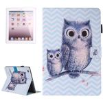 For iPad 4 / 3 / 2 Painting Wave Owl Pattern Horizontal Flip Leather Case with Holder & Wallet & Card Slots & Pen Slot