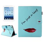 For iPad 4 / 3 / 2 Lips and Leaves Pattern Horizontal Flip Leather Case with Holder & Wallet & Card Slots & Sleep / Wake-up Function & Pen Slot