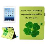 For iPad 4 / 3 / 2 Lucky Clove Pattern Horizontal Flip Leather Case with Holder & Wallet & Card Slots & Sleep / Wake-up Function & Pen Slot