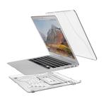 For MacBook Air 13.3 inch A1466 2012-2017 / A1369 2010-2012 Multi-function Ultra-thin Translucent Heat Dissipation Laptop PC Protective Case with Holder & Handle & Slip-resistant Feet(Transparent)