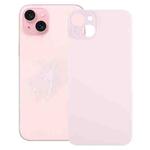 For iPhone 15 Plus Easy Replacement Big Camera Hole Glass Back Battery Cover(Pink)