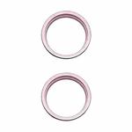For iPhone 15 / 15 Plus 2pcs/set Rear Camera Glass Lens Metal Outside Protector Hoop Ring (Pink)
