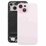 For iPhone 15 Plus Glass Battery Back Cover with Camera Lens Cover(Pink)