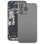 For iPhone 15 Pro Glass Battery Back Cover with Camera Lens Cover(Black)