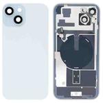 For iPhone 15 Plus Glass Battery Back Cover with Flash Bracket + Wireless Charging Module(Blue)