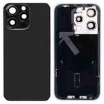 For iPhone 15 Pro Glass Battery Back Cover with Flash Bracket + Wireless Charging Module(Black)