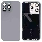 For iPhone 15 Pro Glass Battery Back Cover with Flash Bracket + Wireless Charging Module(Titanium gray)