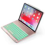 F105A Colorful Backlight Aluminum Backplane Wireless Bluetooth Keyboard Tablet Case for iPad Pro 11 inch （2018） (Rose Gold)