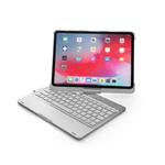 F360B 360 Degree Flip Colorful Backlight Aluminum Backplane Wireless Bluetooth Keyboard Tablet Case for iPad Pro 11 inch （2018） (Silver)