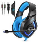 ONIKUMA K1B 3.5mm Plug Stereo USB LED Light Headphone with Microphone, For PS4, Smartphone, Tablet, PC, Notebook(Blue)