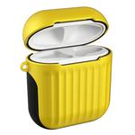 HX-0010-XLX 2 in 1 Anti-fall TPU + PC Suitcase Shape Wireless Bluetooth Earphone Protective Case for Apple AirPods 1, with Hook(Yellow)