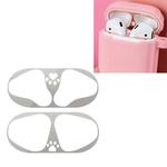 Cat Claw Pattern Metal Dustproof Protective Sticker for Apple AirPods 1/2(Silver)