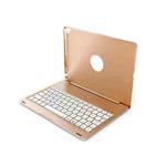 F102 For iPad 10.2 inch Wireless Bluetooth Keyboard Leather Tablet Case with Backlight (Gold)