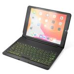 F102S For iPad 10.2 inch Aluminum Alloy Colorful Backlit Bluetooth Keyboard + Tablet Case (Black)