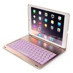 F102S For iPad 10.2 inch Aluminum Alloy Colorful Backlit Bluetooth Keyboard + Tablet Case (Gold)