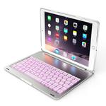F102S For iPad 10.2 inch Aluminum Alloy Colorful Backlit Bluetooth Keyboard + Tablet Case (Silver)