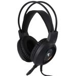 HAMTOD V1000 Dual-3.5mm Plug Interface Gaming Headphone Headset with Mic & RGB LED Light, Cable Length: 2.1m(Black)