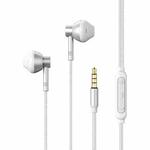 REMAX RM-201 In-Ear Stereo Metal Music Earphone with Wire Control + MIC, Support Hands-free(Silver)