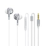 REMAX RM-595 3.5mm Gold Pin In-Ear Stereo Double-action Metal Music Earphone with Wire Control + MIC, Support Hands-free (White)