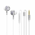 REMAX RM-595 3.5mm Gold Pin In-Ear Stereo Double-action Metal Music Earphone with Wire Control + MIC, Support Hands-free (White)