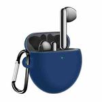For Huawei Freebuds 4 Full Coverage Waterproof Silicone Wireless Earphone Protective Case with Hook Up (Dark Blue)