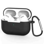 For AirPods Pro Silicone Wireless Earphone Protective Case Cover with Lanyard Hole & Carabiner(Black)