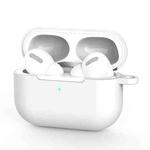 For AirPods Pro Silicone Wireless Earphone Protective Case Cover with Lanyard Hole(White)