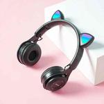 M6 Luminous Cat Ears Pure-color Foldable Bluetooth Headset with 3.5mm Jack & TF Card Slot (Black)