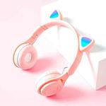 M6 Luminous Cat Ears Pure-color Foldable Bluetooth Headset with 3.5mm Jack & TF Card Slot (Pink)