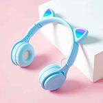 M6 Luminous Cat Ears Pure-color Foldable Bluetooth Headset with 3.5mm Jack & TF Card Slot (Blue)