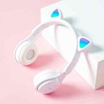 M6 Luminous Cat Ears Pure-color Foldable Bluetooth Headset with 3.5mm Jack & TF Card Slot (White)