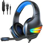 J6 E-sports Gaming RGB Light Wired Headset with Microphone (Black Blue)