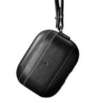 ICARER Leather Earphone Protective Case with Lanyard For AirPods Pro (Black)