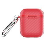 Carbon Fiber TPU Earphones Shockproof Protective Case for Apple AirPods 1/2(Red)