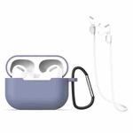 For AirPods Pro 3 in 1 Silicone Earphone Protective Case + Hook + Anti-lost Rope Set(Grey)