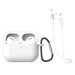 For AirPods Pro 3 in 1 Silicone Earphone Protective Case + Hook + Anti-lost Rope Set(White)