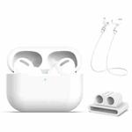 For AirPods Pro 3 in 1 Silicone Earphone Protective Case + Earphones Buckle + Anti-lost Rope Set(White)