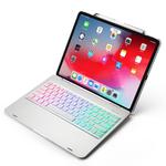 F129S ABS Colorful Backlit Bluetooth Keyboard Tablet Case for iPad Pro 12.9 inch （2018）, with Pen Slot(Silver)