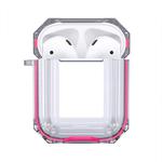 Wireless Earphones Charging Box Transparent TPU Protective Case for Apple AirPods 1 / 2(Rose Red)