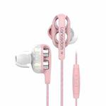 Langsdom D4 3.5mm Dual Dynamic In-ear Gaming Wired Earphone, Style: Mic Version (Pink)