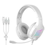 Langsdom HCG07 USB + 3.5mm Interface Wired Gaming Headset(White)