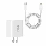 IVON AD48 18W PD Fast Charger + USB-C / Type-C to 8 Pin Data Cable Set, US Plug