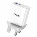 IVON AD52 18W USB-C / Type-C + USB Dual Port PD Fast Charge(UK Plug)