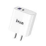 IVON AD52 18W USB-C / Type-C + USB Dual Port PD Fast Charge(US Plug)